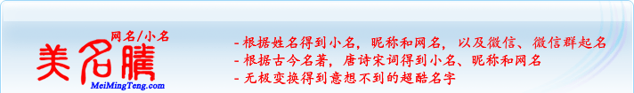 根據(jù)姓名得到小名，昵稱和網(wǎng)名；根據(jù)古今名著，唐詩宋詞得到小名，昵稱和網(wǎng)名；無極變換得到意想不到的超酷名字